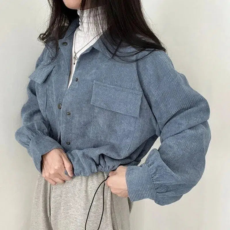 Quick Outfits, Modest Fashion Outfits Ideas Puff Sleeved Corduroy Crop Shirt Quick Outfits, Modest Fashion Outfits Ideas Puff Sleeved Corduroy Crop Shirt