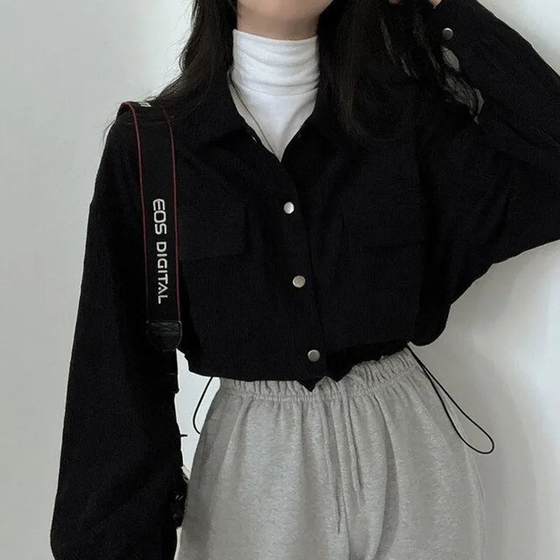 Quick Outfits, Modest Fashion Outfits Ideas Puff Sleeved Corduroy Crop Shirt Quick Outfits, Modest Fashion Outfits Ideas Puff Sleeved Corduroy Crop Shirt