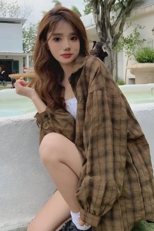 Quick Outfits, Modest Fashion Outfits Ideas Puff Sleeved Plaid Shirt