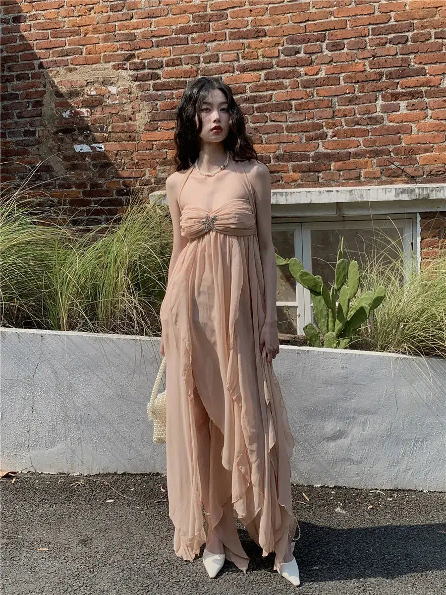 Quick Outfits, Modest Fashion Outfits Ideas Pure Backless Chiffon Midi Dress Quick Outfits, Modest Fashion Outfits Ideas Pure Backless Chiffon Midi Dress
