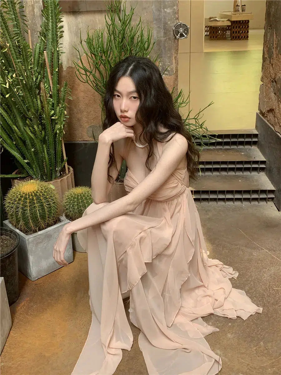 Quick Outfits, Modest Fashion Outfits Ideas Pure Backless Chiffon Midi Dress Quick Outfits, Modest Fashion Outfits Ideas Pure Backless Chiffon Midi Dress