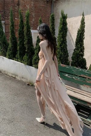 Quick Outfits, Modest Fashion Outfits Ideas Pure Backless Chiffon Midi Dress