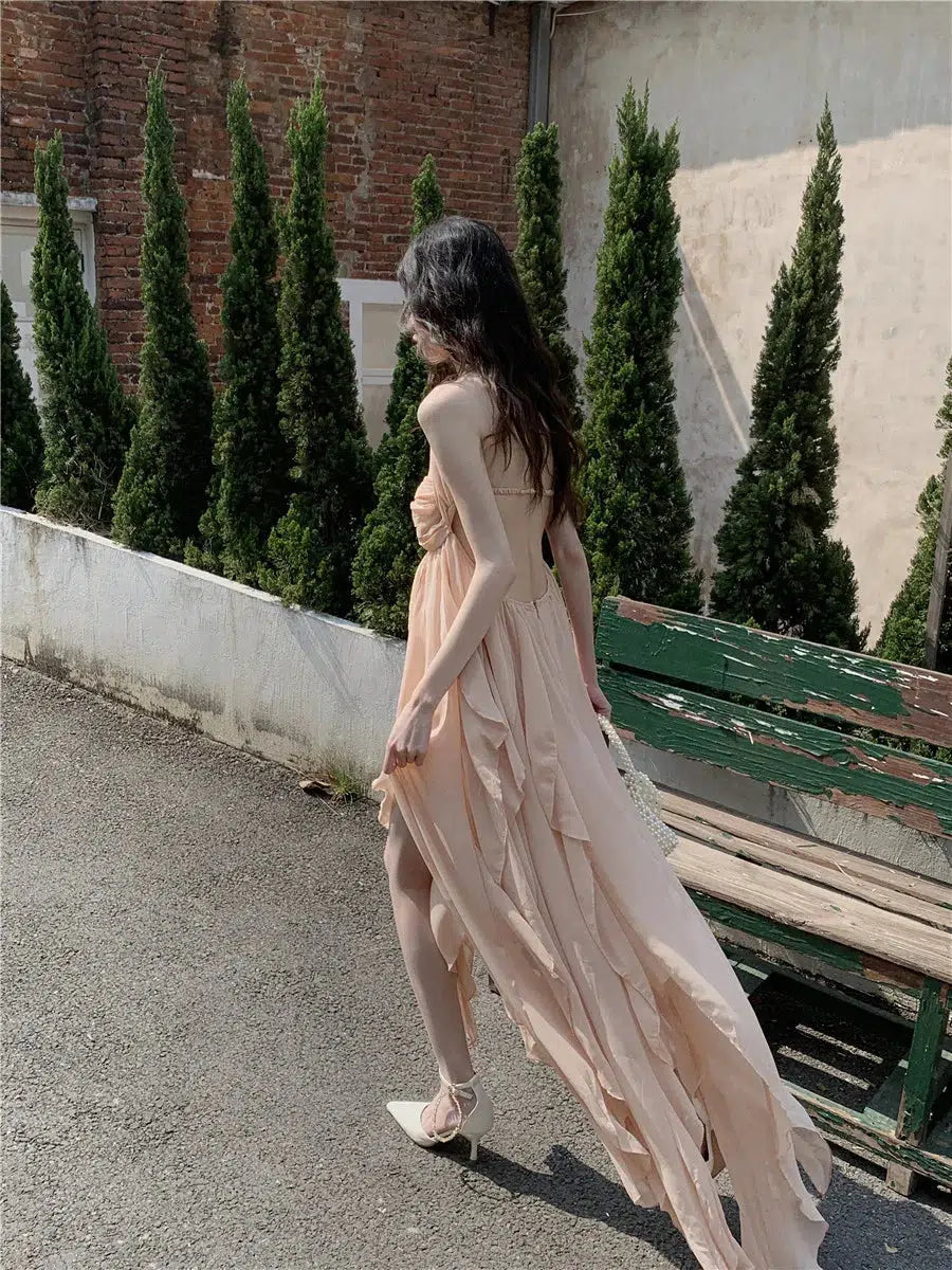 Quick Outfits, Modest Fashion Outfits Ideas Pure Backless Chiffon Midi Dress Quick Outfits, Modest Fashion Outfits Ideas Pure Backless Chiffon Midi Dress