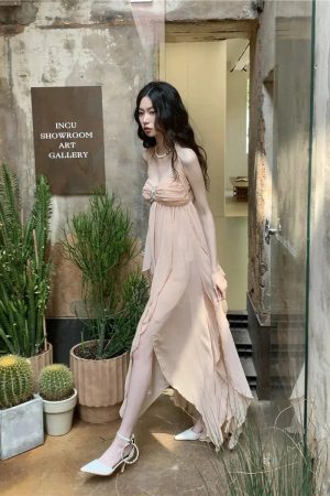 Quick Outfits, Modest Fashion Outfits Ideas Pure Backless Chiffon Midi Dress