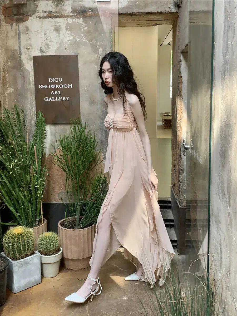 Quick Outfits, Modest Fashion Outfits Ideas Pure Backless Chiffon Midi Dress Quick Outfits, Modest Fashion Outfits Ideas Pure Backless Chiffon Midi Dress