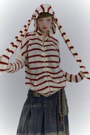 Quick Outfits, Modest Fashion Outfits Ideas Rabbit Ears Hooded Cardigan Jacket