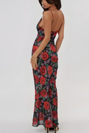 Quick Outfits, Modest Fashion Outfits Ideas Red Rose Maxi Dress