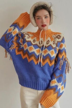 Quick Outfits, Modest Fashion Outfits Ideas Retro Pattern Knitted Christmas Sweater