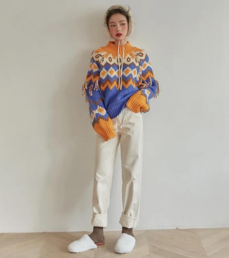 Quick Outfits, Modest Fashion Outfits Ideas Retro Pattern Knitted Christmas Sweater Quick Outfits, Modest Fashion Outfits Ideas Retro Pattern Knitted Christmas Sweater