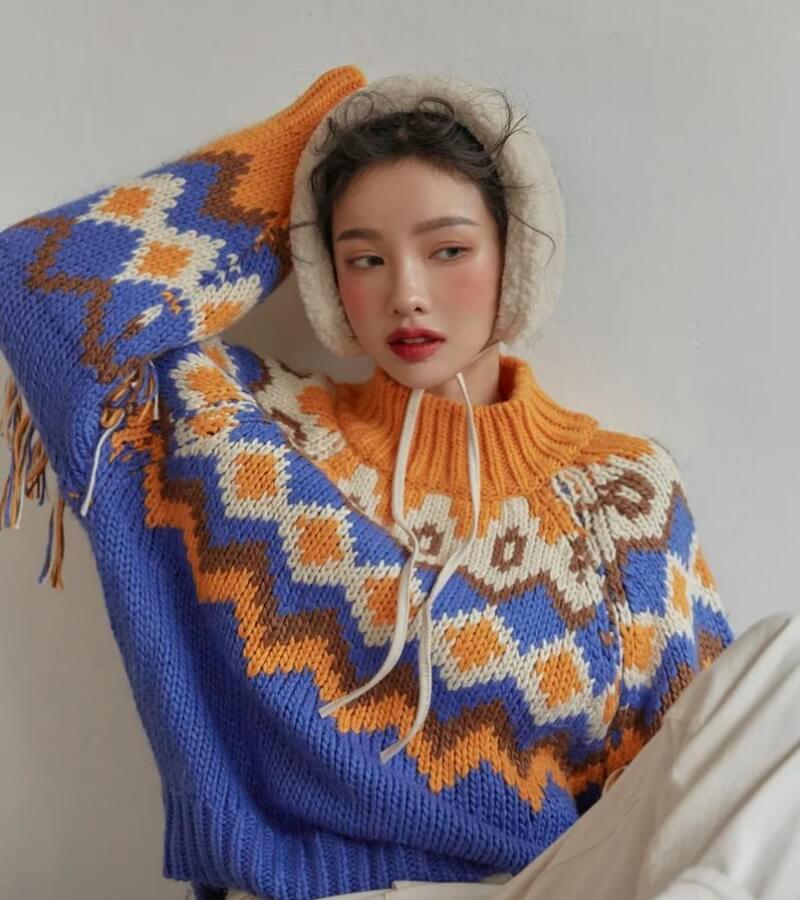 Quick Outfits, Modest Fashion Outfits Ideas Retro Pattern Knitted Christmas Sweater Quick Outfits, Modest Fashion Outfits Ideas Retro Pattern Knitted Christmas Sweater