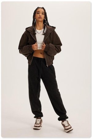 Quick Outfits, Modest Fashion Outfits Ideas Retro Zip-Up Hoodie