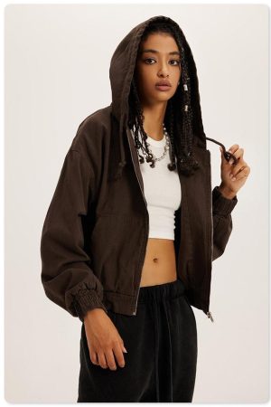 Quick Outfits, Modest Fashion Outfits Ideas Retro Zip-Up Hoodie