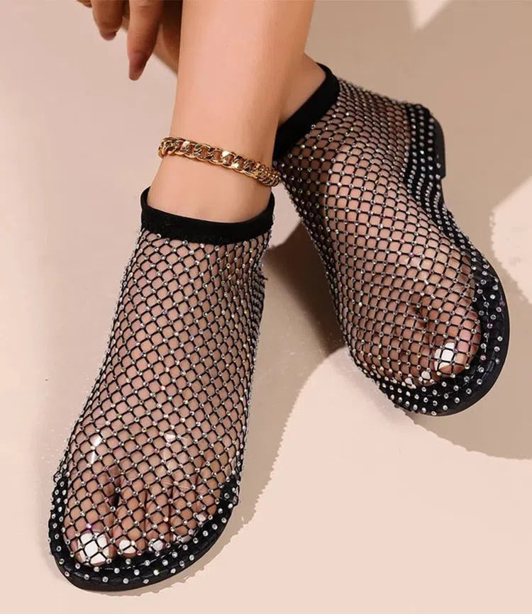 Quick Outfits, Modest Fashion Outfits Ideas Rhinestone Fishnet Ballerina Flats Quick Outfits, Modest Fashion Outfits Ideas Rhinestone Fishnet Ballerina Flats