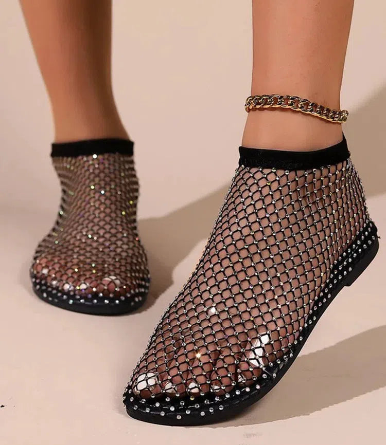 Quick Outfits, Modest Fashion Outfits Ideas Rhinestone Fishnet Ballerina Flats Quick Outfits, Modest Fashion Outfits Ideas Rhinestone Fishnet Ballerina Flats