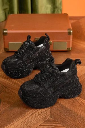 Quick Outfits, Modest Fashion Outfits Ideas Rhinestone Platform Sneakers