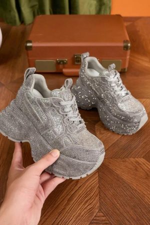 Quick Outfits, Modest Fashion Outfits Ideas Rhinestone Platform Sneakers
