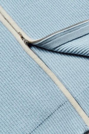 Quick Outfits, Modest Fashion Outfits Ideas Ribbed Double Zip-Up Cardigan