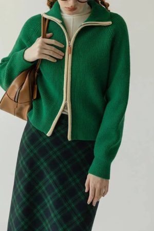 Quick Outfits, Modest Fashion Outfits Ideas Ribbed Double Zip-Up Cardigan