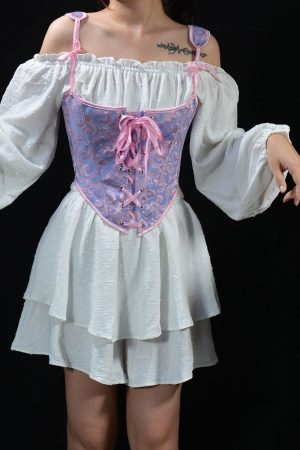 Quick Outfits, Modest Fashion Outfits Ideas Ribbon Detailed Corset Top