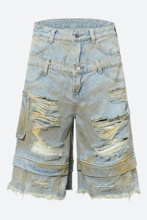 Quick Outfits, Modest Fashion Outfits Ideas Ripped Denim Shorts