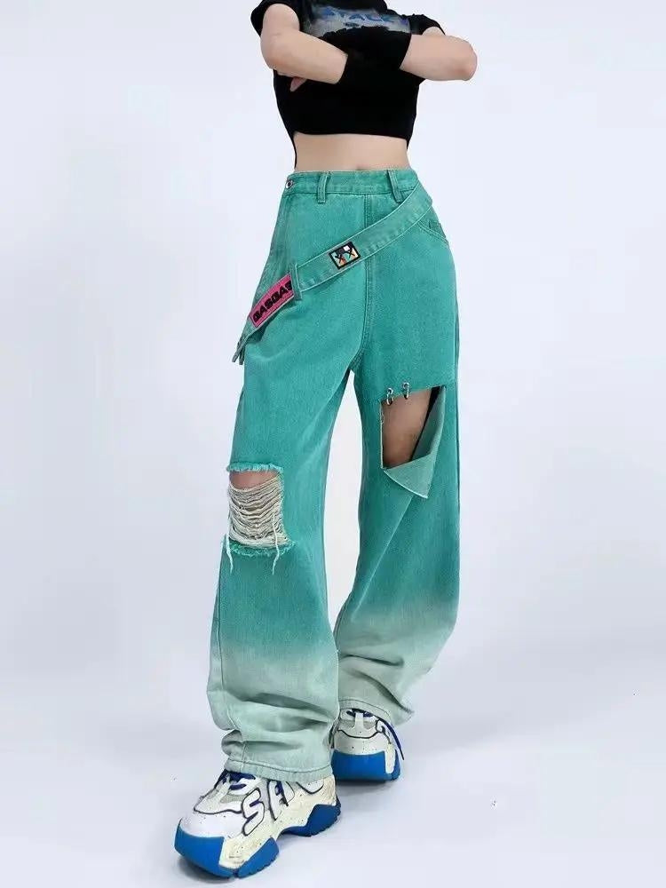 Quick Outfits, Modest Fashion Outfits Ideas Ripped Denim Strap Baggy Jeans Quick Outfits, Modest Fashion Outfits Ideas Ripped Denim Strap Baggy Jeans