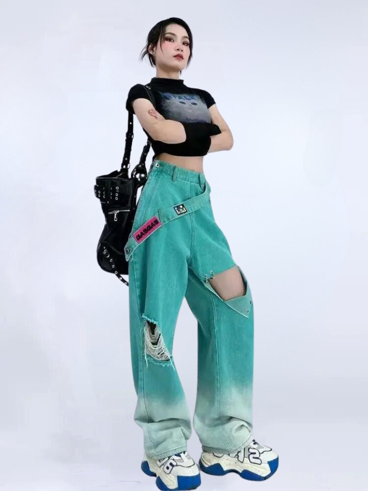 Quick Outfits, Modest Fashion Outfits Ideas Ripped Denim Strap Baggy Jeans Quick Outfits, Modest Fashion Outfits Ideas Ripped Denim Strap Baggy Jeans