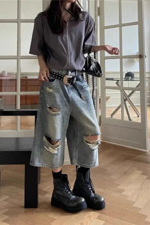 Quick Outfits, Modest Fashion Outfits Ideas Ripped Jean Shorts