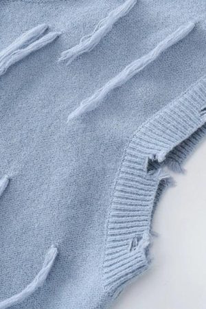 Quick Outfits, Modest Fashion Outfits Ideas Ripped Tasseled Sweater Vest