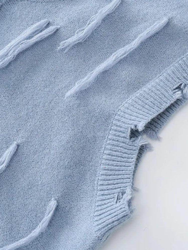 Quick Outfits, Modest Fashion Outfits Ideas Ripped Tasseled Sweater Vest Quick Outfits, Modest Fashion Outfits Ideas Ripped Tasseled Sweater Vest