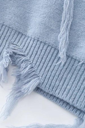 Quick Outfits, Modest Fashion Outfits Ideas Ripped Tasseled Sweater Vest