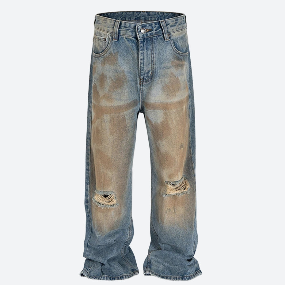 Quick Outfits, Modest Fashion Outfits Ideas Ripped Wide Leg Denim Jeans