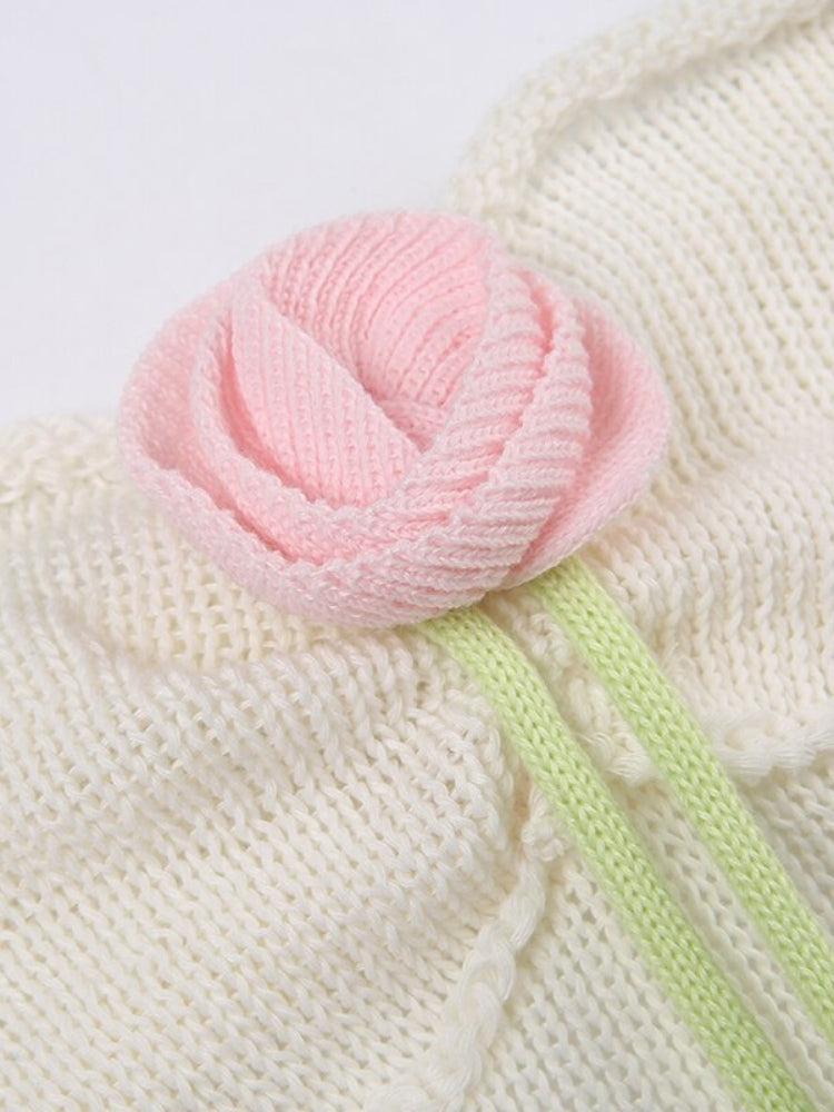 Quick Outfits, Modest Fashion Outfits Ideas Rose Detailed Knitted Crop Top Quick Outfits, Modest Fashion Outfits Ideas Rose Detailed Knitted Crop Top