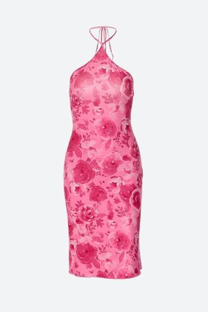 Quick Outfits, Modest Fashion Outfits Ideas Rose Halter Neck Midi Dress