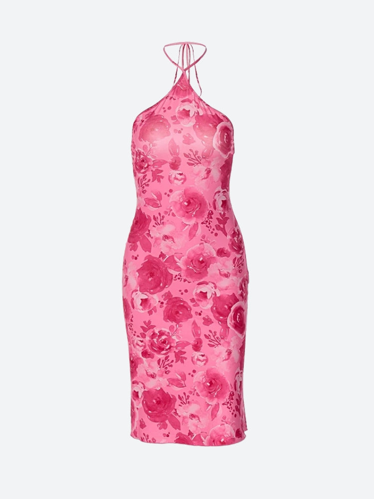 Quick Outfits, Modest Fashion Outfits Ideas Rose Halter Neck Midi Dress Quick Outfits, Modest Fashion Outfits Ideas Rose Halter Neck Midi Dress