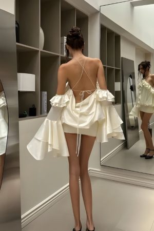 Quick Outfits, Modest Fashion Outfits Ideas Rose Ruffled Mini Dress