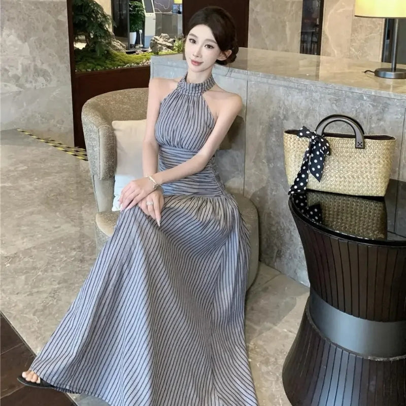 Quick Outfits, Modest Fashion Outfits Ideas Ruched Halter Midi Dress Quick Outfits, Modest Fashion Outfits Ideas Ruched Halter Midi Dress