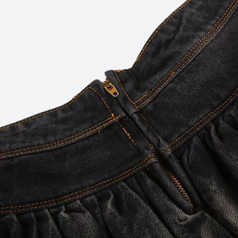 Quick Outfits, Modest Fashion Outfits Ideas Ruffled Denim Mini Skirt Quick Outfits, Modest Fashion Outfits Ideas Ruffled Denim Mini Skirt