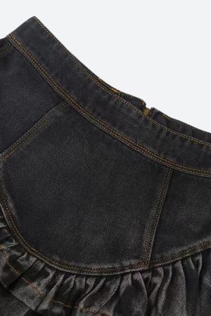 Quick Outfits, Modest Fashion Outfits Ideas Ruffled Denim Mini Skirt