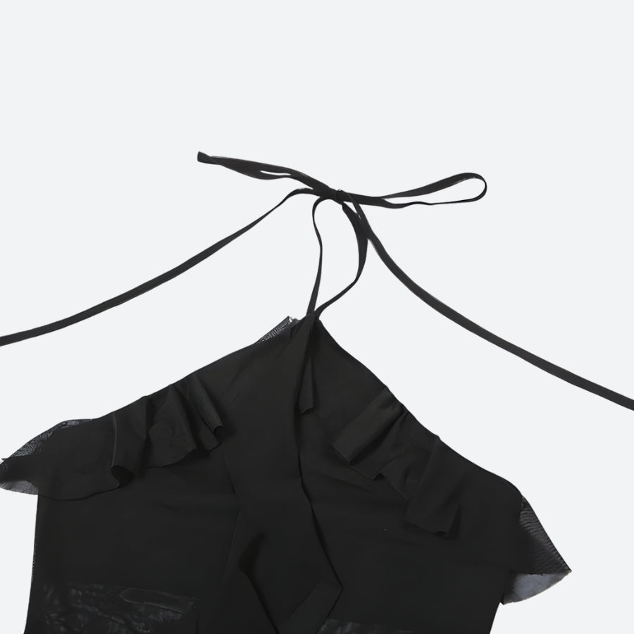 Quick Outfits, Modest Fashion Outfits Ideas Ruffled Halter Neck Mini Dress Quick Outfits, Modest Fashion Outfits Ideas Ruffled Halter Neck Mini Dress