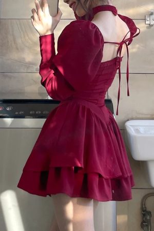 Quick Outfits, Modest Fashion Outfits Ideas Ruffled Layered Corset Mini Dress