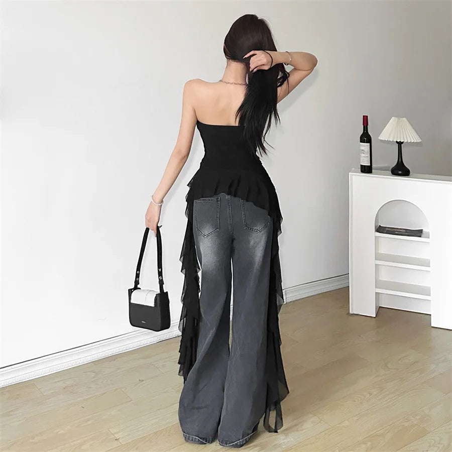 Quick Outfits, Modest Fashion Outfits Ideas Ruffled Strapless Top Quick Outfits, Modest Fashion Outfits Ideas Ruffled Strapless Top