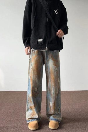 Quick Outfits, Modest Fashion Outfits Ideas Rusty Pattern Wide Leg Denim Jeans