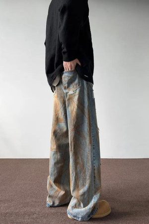 Quick Outfits, Modest Fashion Outfits Ideas Rusty Pattern Wide Leg Denim Jeans