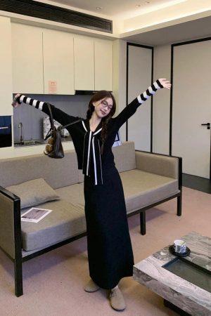 Quick Outfits, Modest Fashion Outfits Ideas Sailor Top & Maxi Skirt Two Piece Set