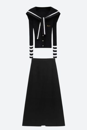 Quick Outfits, Modest Fashion Outfits Ideas Sailor Top & Maxi Skirt Two Piece Set