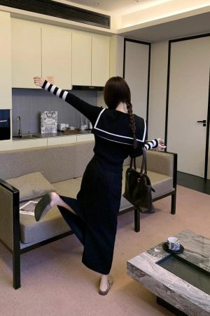 Quick Outfits, Modest Fashion Outfits Ideas Sailor Top & Maxi Skirt Two Piece Set