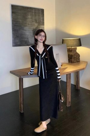 Quick Outfits, Modest Fashion Outfits Ideas Sailor Top & Maxi Skirt Two Piece Set