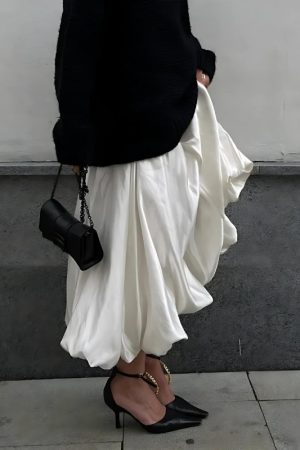 Quick Outfits, Modest Fashion Outfits Ideas Satin Bubble Midi Skirt