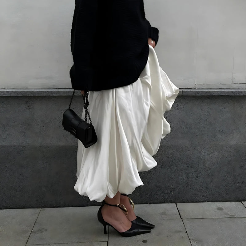 Quick Outfits, Modest Fashion Outfits Ideas Satin Bubble Midi Skirt Quick Outfits, Modest Fashion Outfits Ideas Satin Bubble Midi Skirt