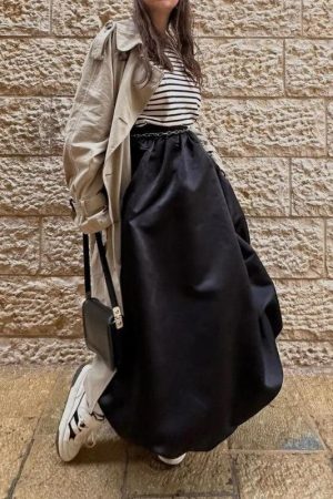 Quick Outfits, Modest Fashion Outfits Ideas Satin Bubble Midi Skirt